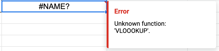 VLOOKUP #NAME! error