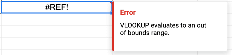 VLOOKUP #REF! error